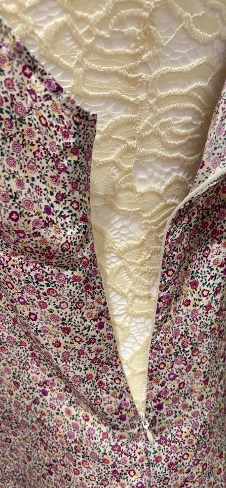 Babydoll vintage American Rag SILK Cami Top grande floral romántico con adornos de encaje Y2K Foto 4 de 4