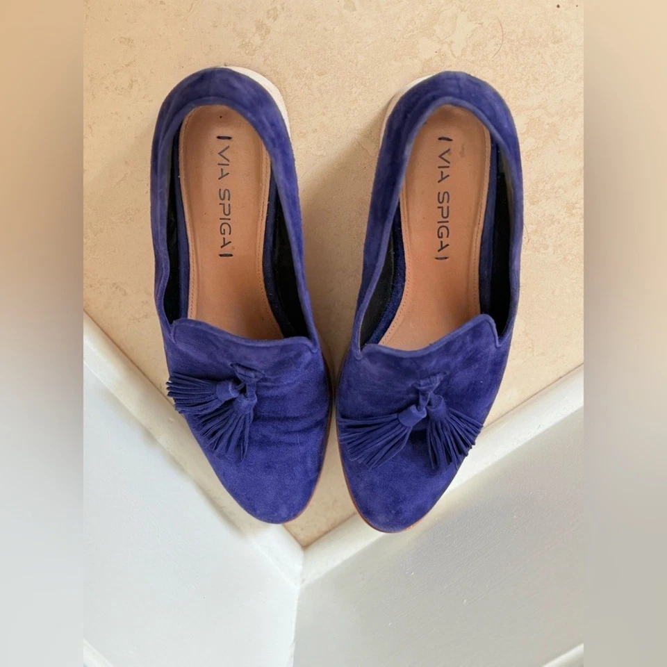 Mocasines Via Spiga Azul Gamuza Borla - Estilo L5490 (Mujer Talla 7 / EU 37) Foto 4 de 4