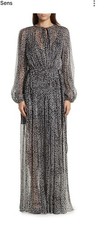 Stella McCartney Melena Long Sleeve Silk Maxi Dress In Black IT38
