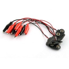 ZYAMY 5pcs T Type 9V Battery Snap Connector to Dual Alligator Clips Cable