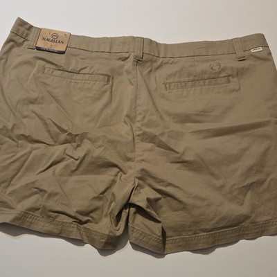 Magellan Outdoors Womens Plus Beige  Shorts Flat Front Slash Pockets Button