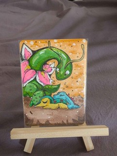 ACEO original Gen 2 Starters and Meganium pokemon by Sockubusart