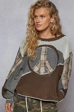New POL Clothing Oversized Peace Sign Thermal Top Pullover Sweatshirt Large