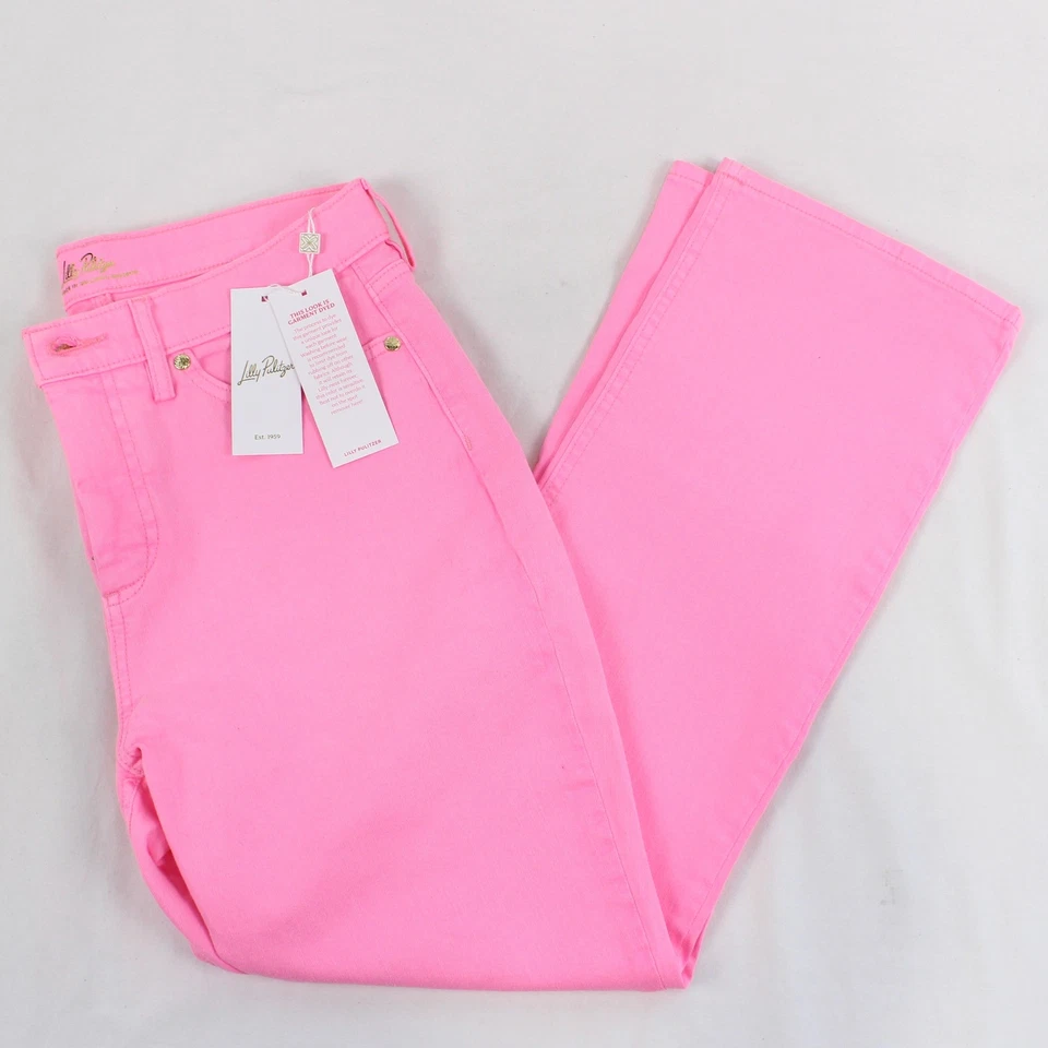 Lilly Pulitzer Annet High-Rise Crop Flare Rousseau Pink Jeans Women Size 8