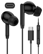 Wired Earbuds USB-C Headphones for Samsung Buds Galaxy S26 S25 3FT, Black