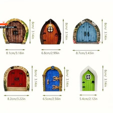 6PCS Wooden Fairy Door Window Gate DIY Fairy Garden House Decor Dwarf Elf Door F