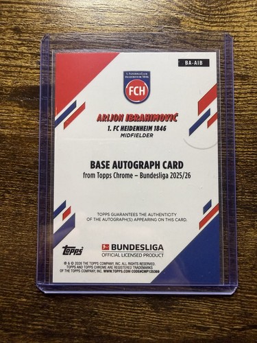 2025-26 Topps Chrome Bundesliga Arijon Ibrahimovic Green Refractor Auto /99 - 第 2/2 張圖片