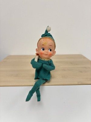 Vintage Knee Hugger süße Pixie Elfe mit Kerze 50er Retro Weihnachtsdeko türkis