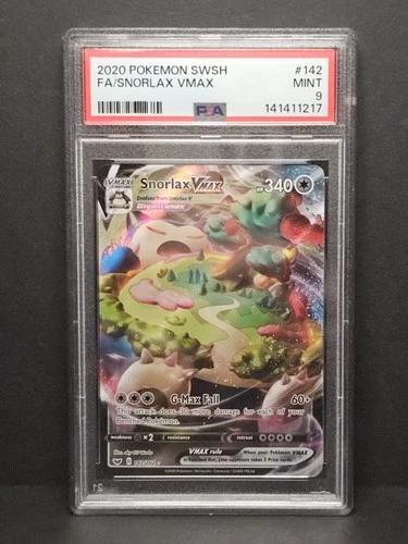 Pokémon 2020 Sword & Shield Snorlax VMAX Full Art 142/202 PSA 9 Mint