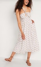 OLD Navy WOMEN‘S White Gold Floral Midi DRESS Small New NWT Beach Halter Cutout!