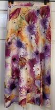Vintage Koret Bright Floral Midi Skirt - 1990s Cottagecore Women's Medium