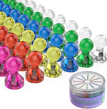 Push Pin Magnets - Tiergrade 60 Pack 7 Assorted Color Strong, Office, Use at Kit