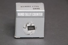 Hand Tally Counter, mechanical, 0-9999, finger loop on left, reset knob on right