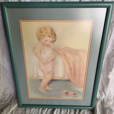 Vtg Bessie Pease Gutmann Baby Litho Print Independent Pro Framed 16 x 21 USA