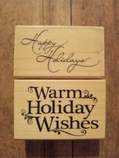 2 Inkadinkado Rubber Stamps Happy Holidays Rubber Stamps Christmas Stamps