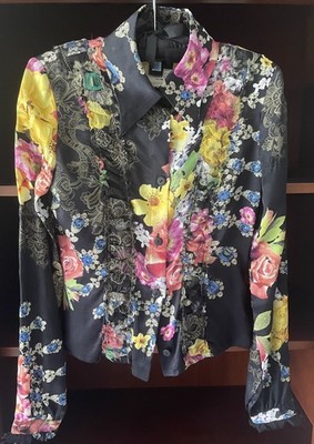 ROBERTO CAVALLI Just Cavalli Floral Silk Blouse 40