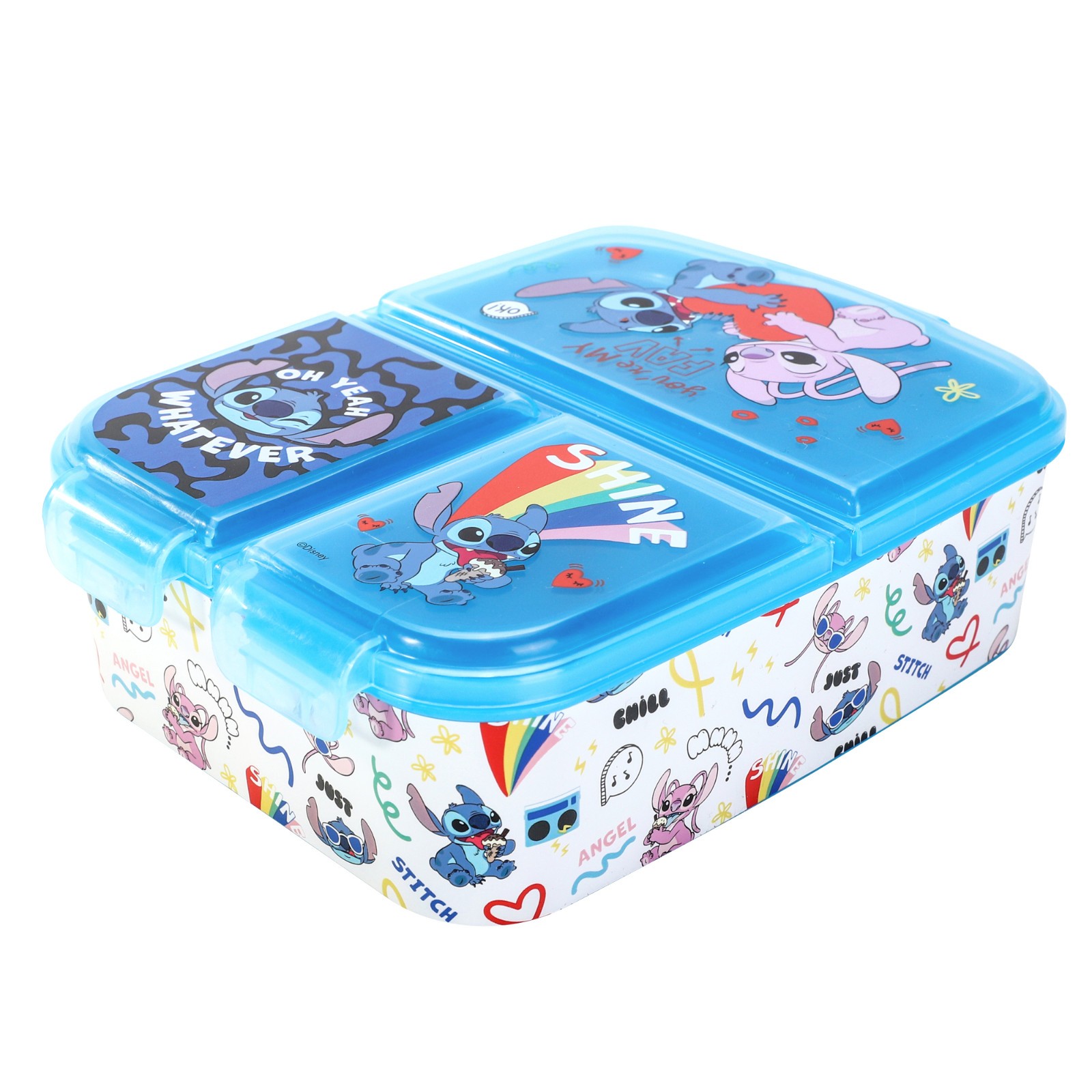 Disney Stitch Kids Childrens Multi Compartment Rectangular School Travel Lunch