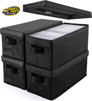 CD Storage Boxes - Pack of 4 CD Case Storage - 13.2'' X 5.9'' X 5.3'', Container ,