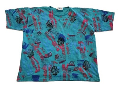 Vintage 90s Painted Shirt Mens 2XL Short Sleeve VTG Aztec T-Shirt XXL USA Made