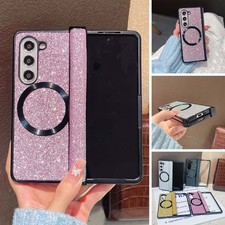 For Samsung Galaxy Z Fold7/6/5/4/3 Glitter Bling Magnetic Hinge Protection Case