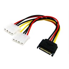 15-pin SATA Male to Dual 4pin Molex Female Power Adapter Cable Connector