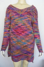 Space Dye Colorful Sweater Dress Winter Knit Hippie Boho NEW Medium