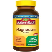 Nature Made Magnesium 250mg Tablets Muscle Nerve Bome Heart Support Supplement
