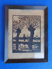 Alter Scherenschnitt gerahmt Handarbeit 24 x 31 cm