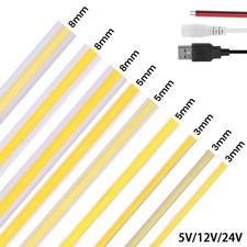 High Density COB LED Strip Lights 5V 12V 24V Self Adhesive Tape Cabinet Lighting