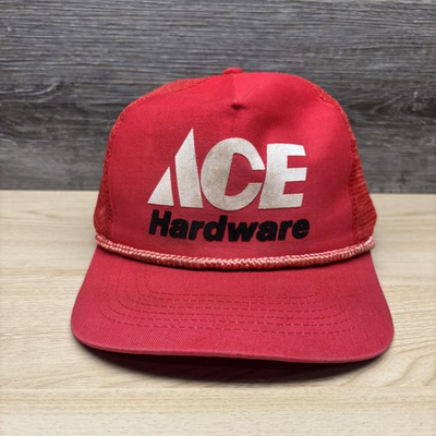 #ad Vintage ACE Hardware Hat Cap Snap Back Mesh Trucker Rope Mens Advertising 80s $18.85