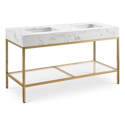 Meridian Furniture Marmo White Engineered Stone Bathroom Vanity