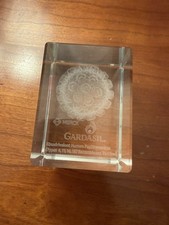 Pharmaceutical Rep Collectible | Gardasil HPV Merck Etched Crystal Paperweight