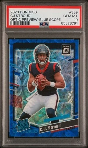 Cj Stroud 2023 Panini Donruss Optic Preview Blue Scope Rated Rookie PSA 10 GEM