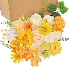 Artificial Flowers Combo , 31PCS Fake Flowers, Silk Flower Mix with Wire Stem...