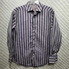 Robert Graham Shirt Mens Large Purple Striped Flip Cuff