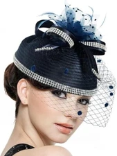 Fascinators Hat for Ladies Church Derby Dress Wedding Hats Veil Feather Cocktail