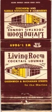 San Francisco California Living Room Cocktail Lounge Vintage Matchbook Cover