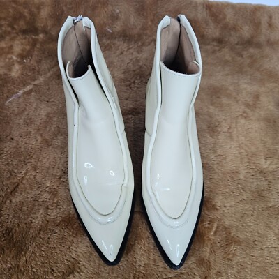 Jil Sander Women's Ivory Western Ankle Pointy Toe Boots Size 37