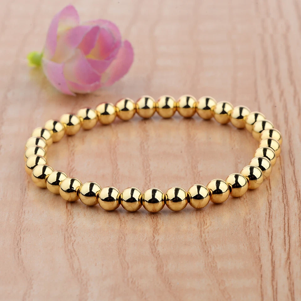 Moda Elegante Pulsera Oro Colores 4mm Cuentas de Cobre Metal Lujo Dije Joyería Foto 2 de 4