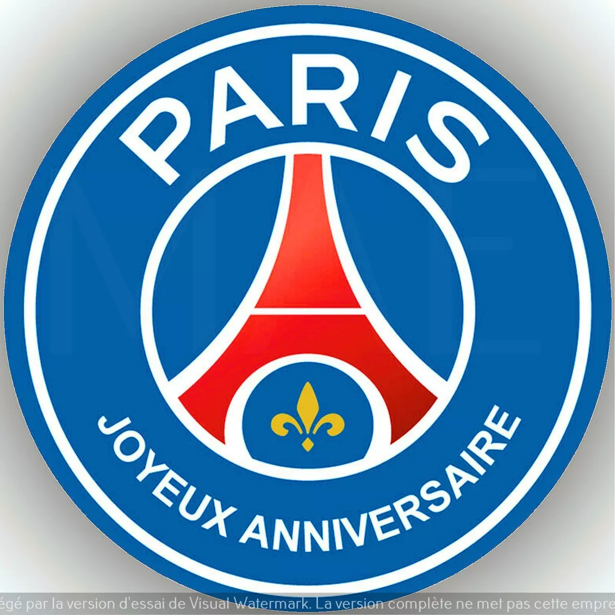 PSG. Anniversaire. Décoration de gâteau comestible, Azyme, disque  diamètre20cm.