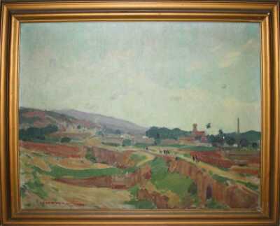 JOSEP VERDAGUER AND COMA. RURAL LANDSCAPE.OIL ON CANVAS. XXTH CENTURY.
