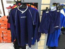 Kit Completo Calcio Sportika Calcetto Manica Lunga Completino Basic Colore Blu