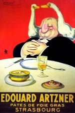 FRENCH EDOUARD ARTZNER PATES DE FOIE GRAS STRASBOURG GOOSE VINTAGE POSTER REPRO