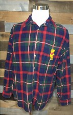 Vintage Winnie The Pooh Corduroy Tartan Plaid L/S Button Up Shirt Sz Large