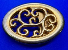 Women's Openwork Swirl Accent Gold Tone Vintage Oval Belt Buckle