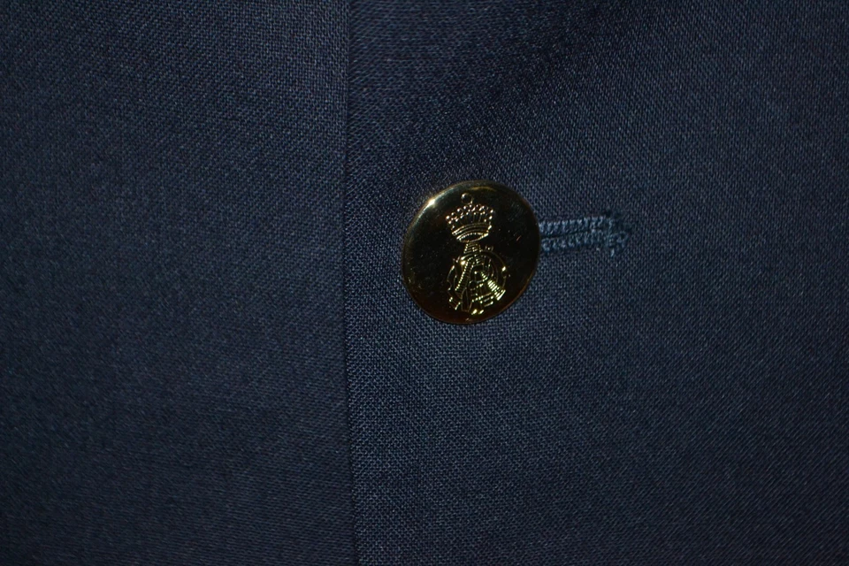 Savile Row Men's Navy Blue 100% Wool 2 Front Metal Button Blazer Sz 43R - Image 4 of 4