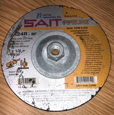 SAIT 7'' X 1/8'' X 5/8'' - 11 GRINDING WHEEL A24R-BF 