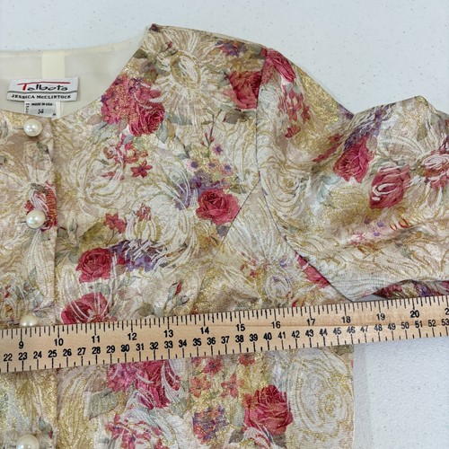VTG Talbots Jessica McClintock Floral Lace Jacket 14 Pearl Jacquard 80s Church - Picture 11 of 13