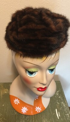 Vintage Two Tone Mink Fur Hat Pillbox Style ~ Christine  display picture 2