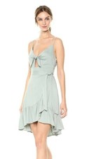 ASTR the label 257999 Womens Sandy Ruffle Hem Wrap Dress Sage Size Medium